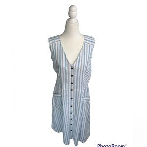 LOFT Blue and White Striped Midi Dress